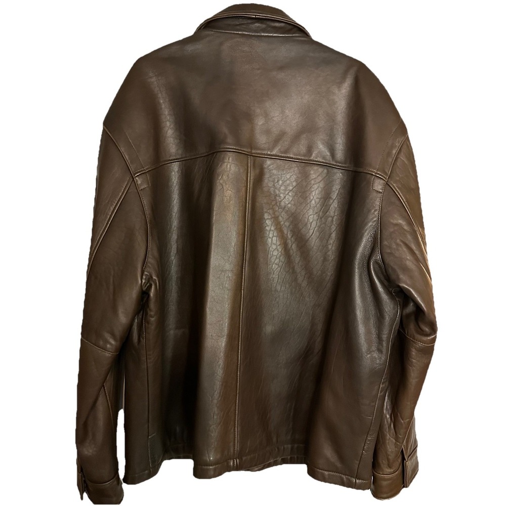 London Fog Brown Leather Zip-Front Jacket - Picture 2 of 8